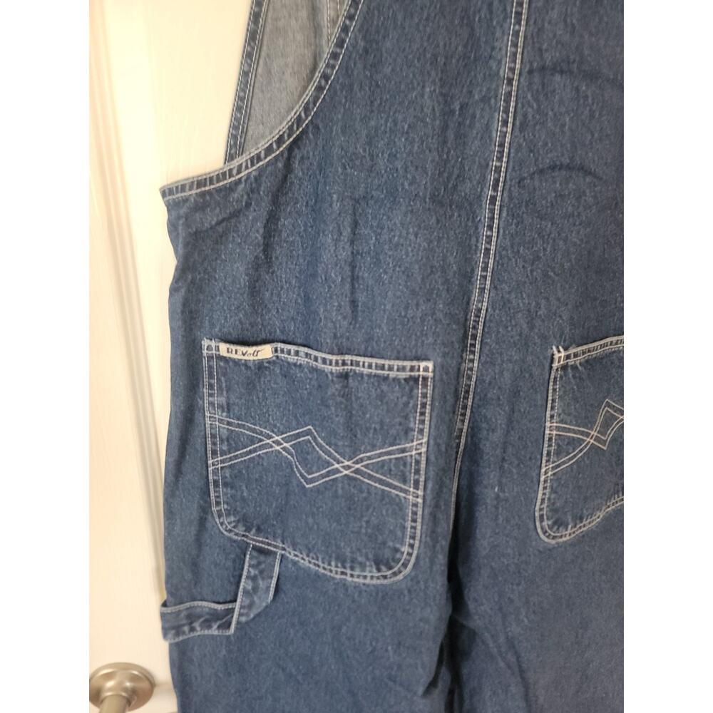 VTG Revolt Denim Bib Overalls Sz 18 Wide Leg Baggy Tuxedo Stripe Retro 90S Y2K - Picture 9 of 12